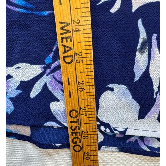 Croft & Barrow Womens Blouse XXL Navy Floral 3/4 Sleeves & Zipper Accent - Picture 4 of 9